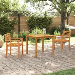 3-Piece Garden Dining Set in Brown Acacia Wood