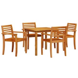 Solid Acacia Wood Garden Dining Set with 5 Pieces