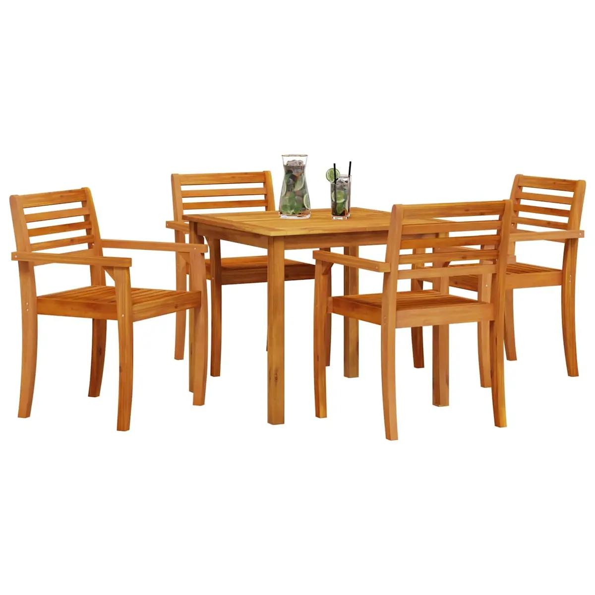 Solid Acacia Wood Garden Dining Set with 5 Pieces