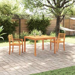 3-Piece Garden Dining Set in Brown Acacia Wood