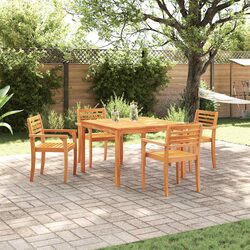 Sturdy 5-Piece Brown Acacia Wood Garden Dining Set