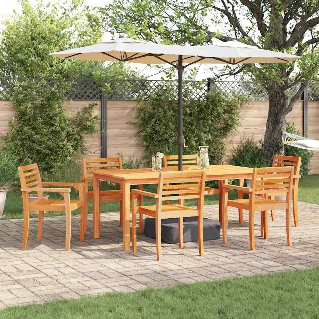 Solid Acacia Wood 7-Piece Garden Dining Set in Brown