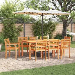 Solid Acacia Wood 9-Piece Garden Dining Set in Brown
