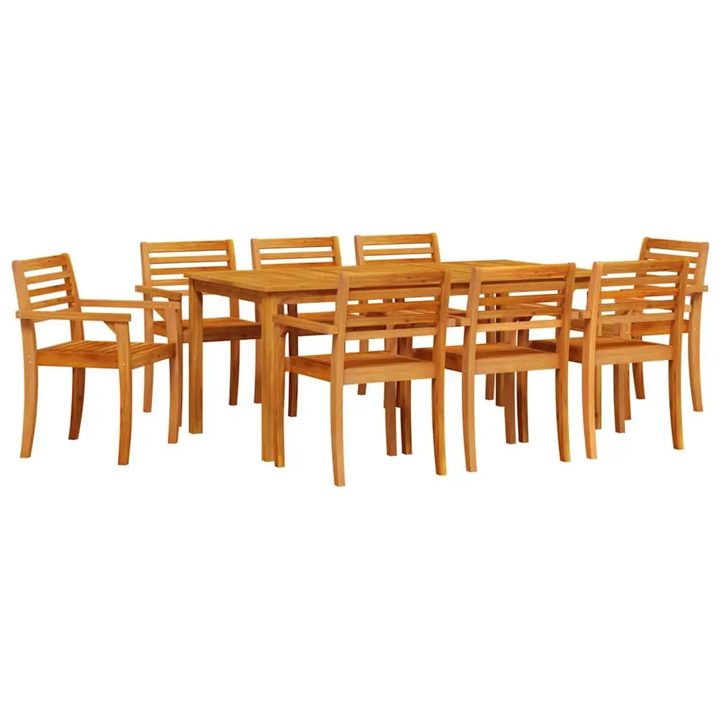 Solid Acacia Wood 9-Piece Garden Dining Set in Brown