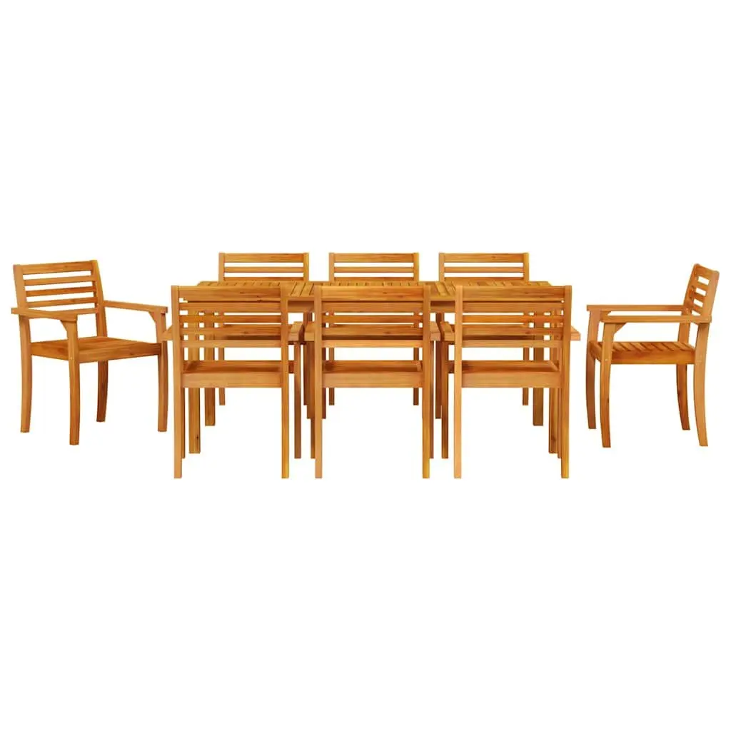 Solid Acacia Wood 9-Piece Garden Dining Set in Brown