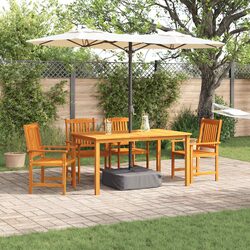 Garden Dining Set 5 Pieces Brown Solid Acacia Wood Outdoor Table Chairs Patio