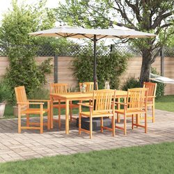 Solid Acacia Wood 7-Piece Garden Dining Set in Brown