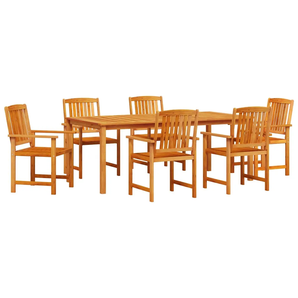 Solid Acacia Wood 7-Piece Garden Dining Set in Brown