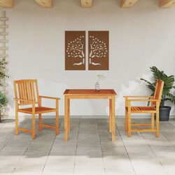 3-Piece Garden Dining Set in Brown Acacia Wood