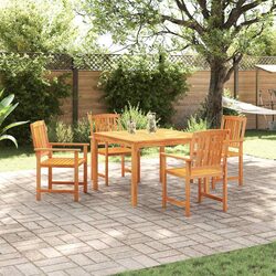 5-Piece Brown Acacia Wood Garden Dining Set