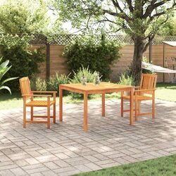 3 Piece Brown Acacia Wood Garden Dining Set