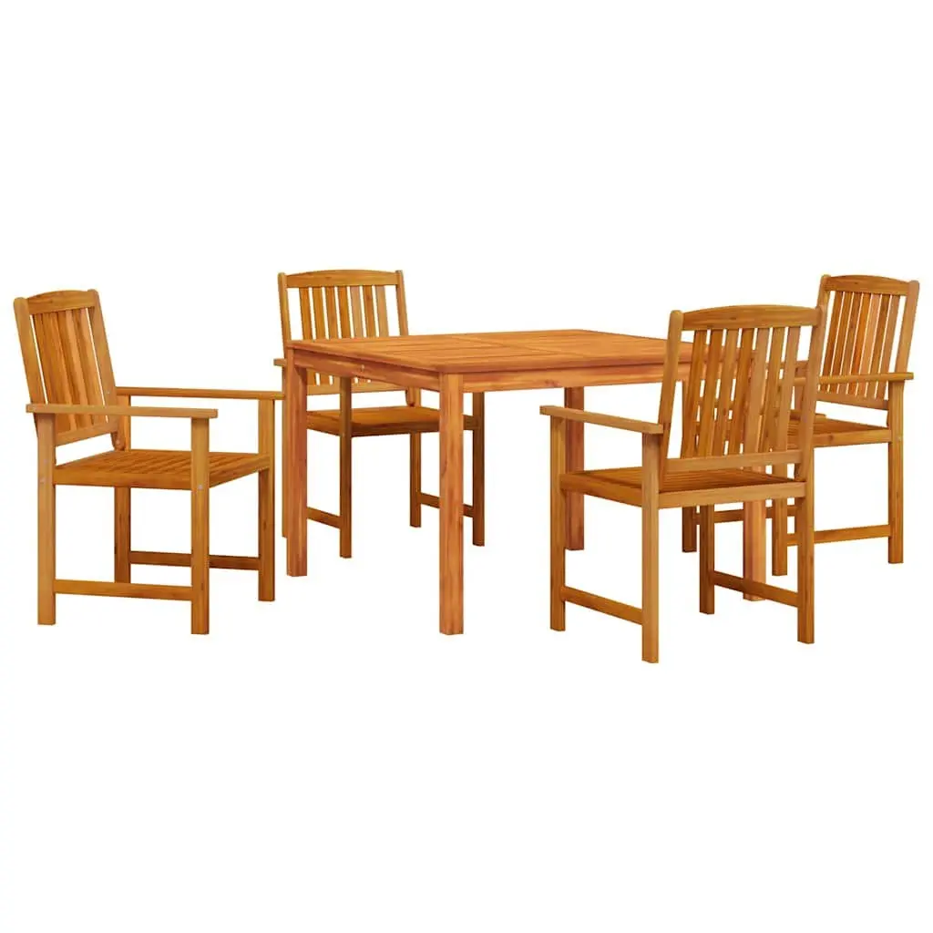 Outdoor Furniture Dining Set 5 Pieces Brown Acacia Wood Rustic Garden Table