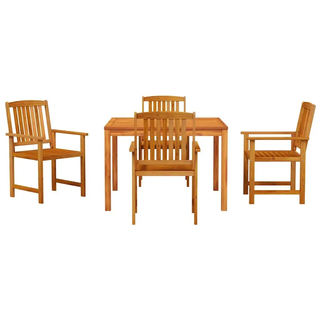 Outdoor Furniture Dining Set 5 Pieces Brown Acacia Wood Rustic Garden Table