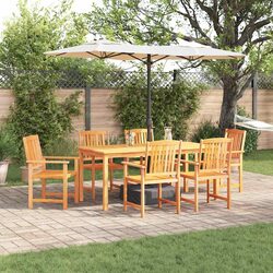 High-Quality Garden Dining Set 7pc Brown Acacia Wood