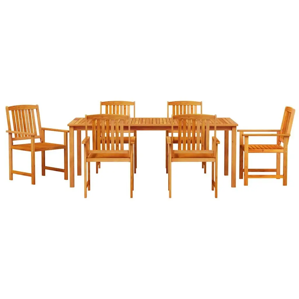 Garden Dining Set Solid Acacia Wood 7 Piece Brown Outdoor Furniture Table Chairs