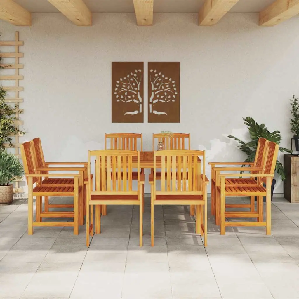 9-Piece Solid Acacia Wood Garden Dining Set
