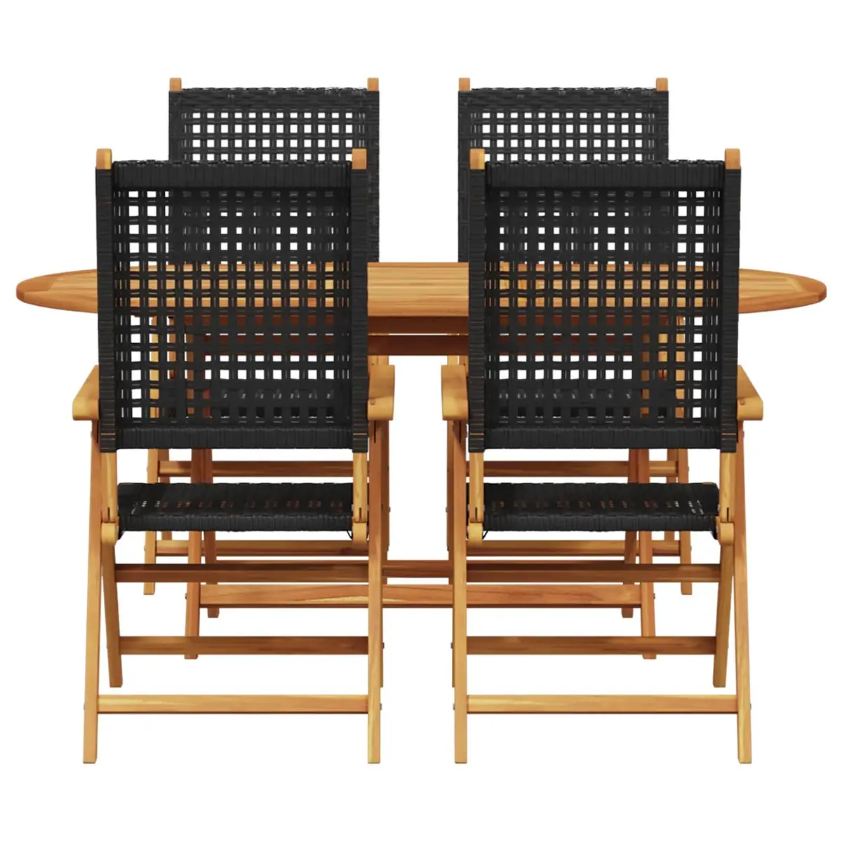 5-Piece Folding Outdoor Dining Set in Black Acacia
