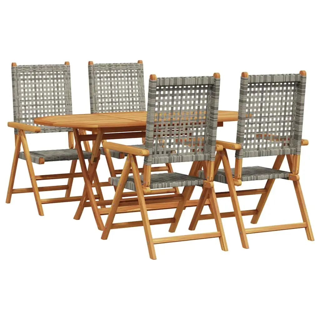 Folding 5 Piece Acacia Wood Garden Dining Set