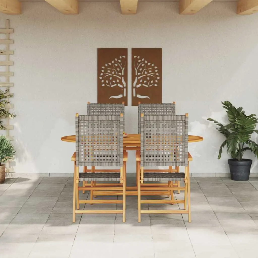 Folding 5 Piece Acacia Wood Garden Dining Set