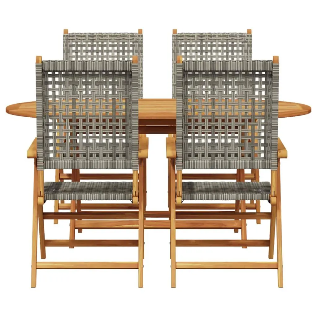 Folding 5 Piece Acacia Wood Garden Dining Set