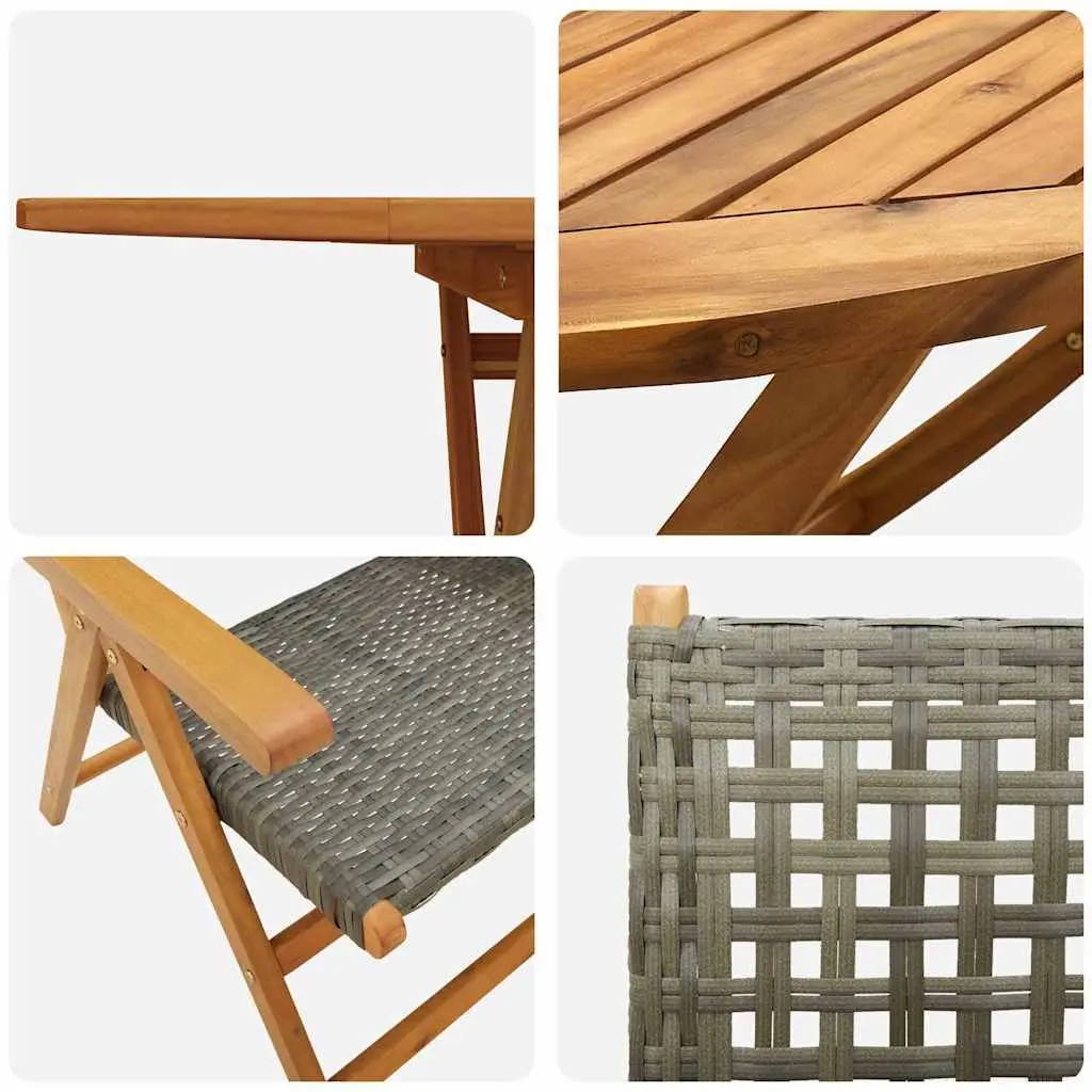 Folding 5 Piece Acacia Wood Garden Dining Set