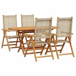 Folding 5-Piece Garden Dining Set with Acacia Wood