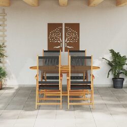 Black Acacia Wood 5-Piece Folding Garden Dining Set