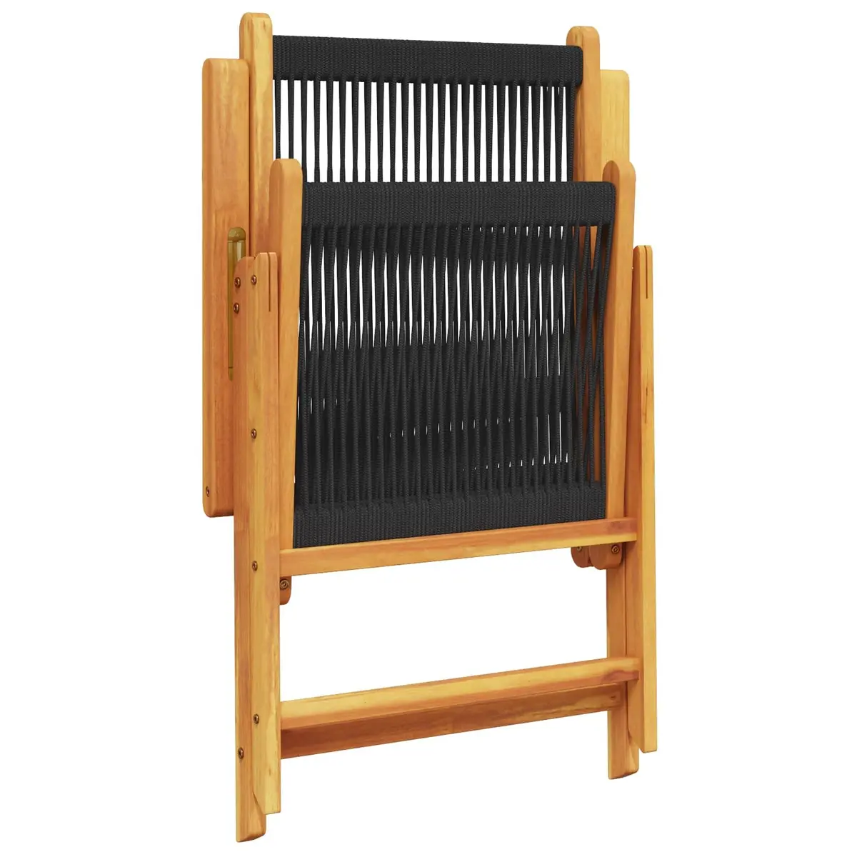 Folding Garden Dining Set Solid Acacia Wood Rectangular 5 Piece Black