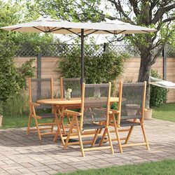 5-Piece Grey Garden Dining Set with Solid Acacia Wood