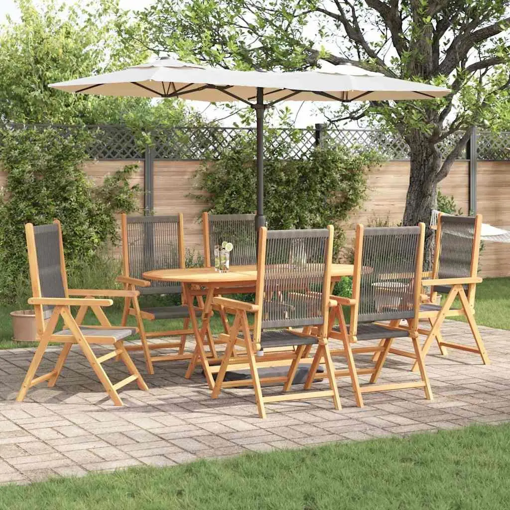 Garden Dining Set 7 Piece Acacia Wood Grey