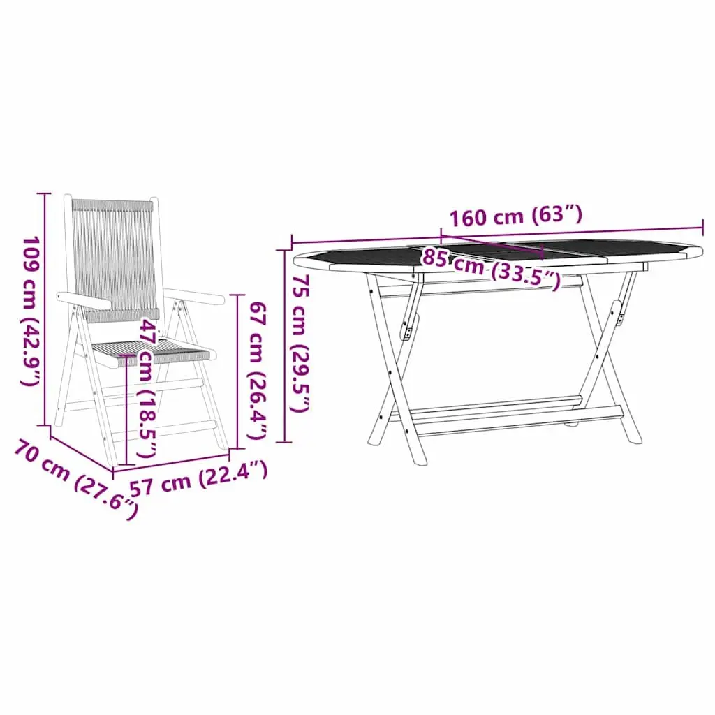Garden Dining Set 7 Piece Acacia Wood Grey