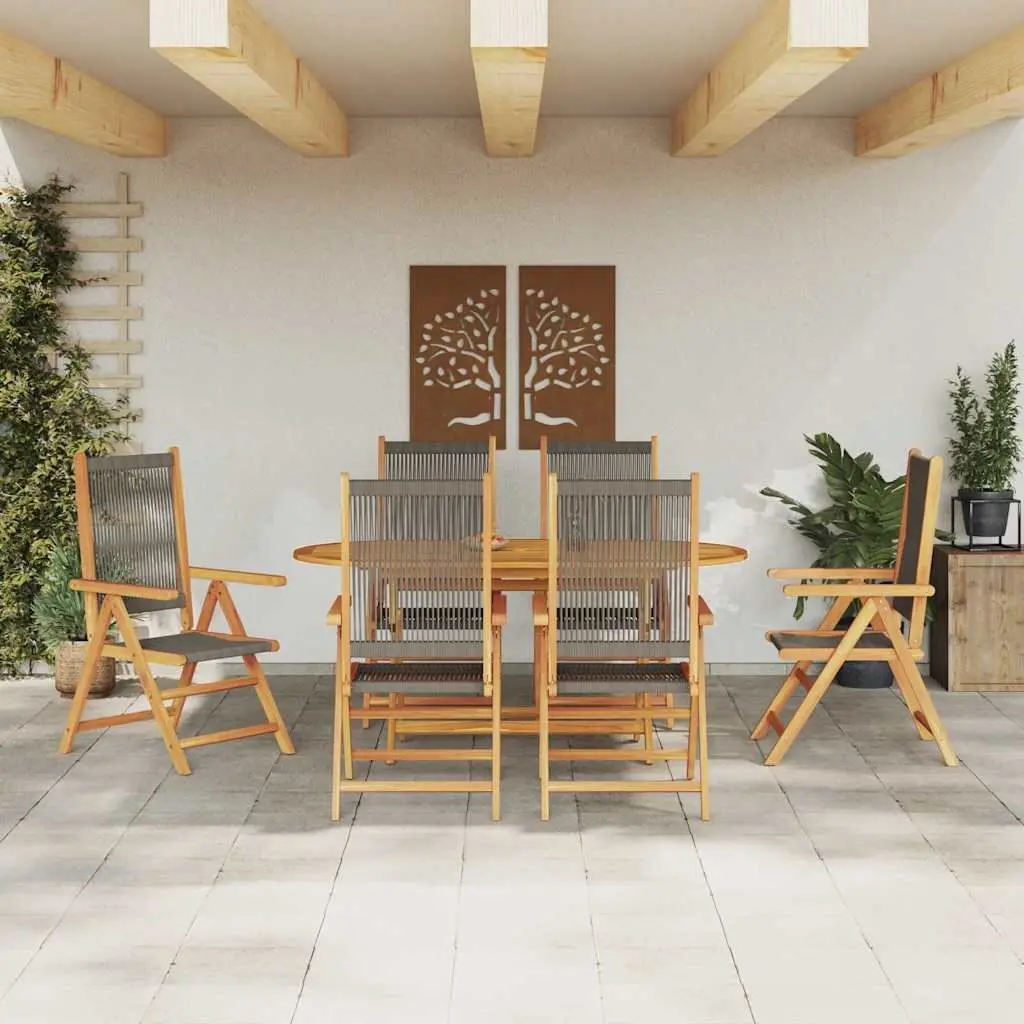 Garden Dining Set 7 Piece Acacia Wood Grey