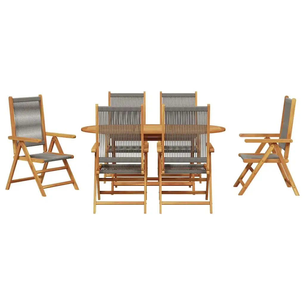 Garden Dining Set 7 Piece Acacia Wood Grey