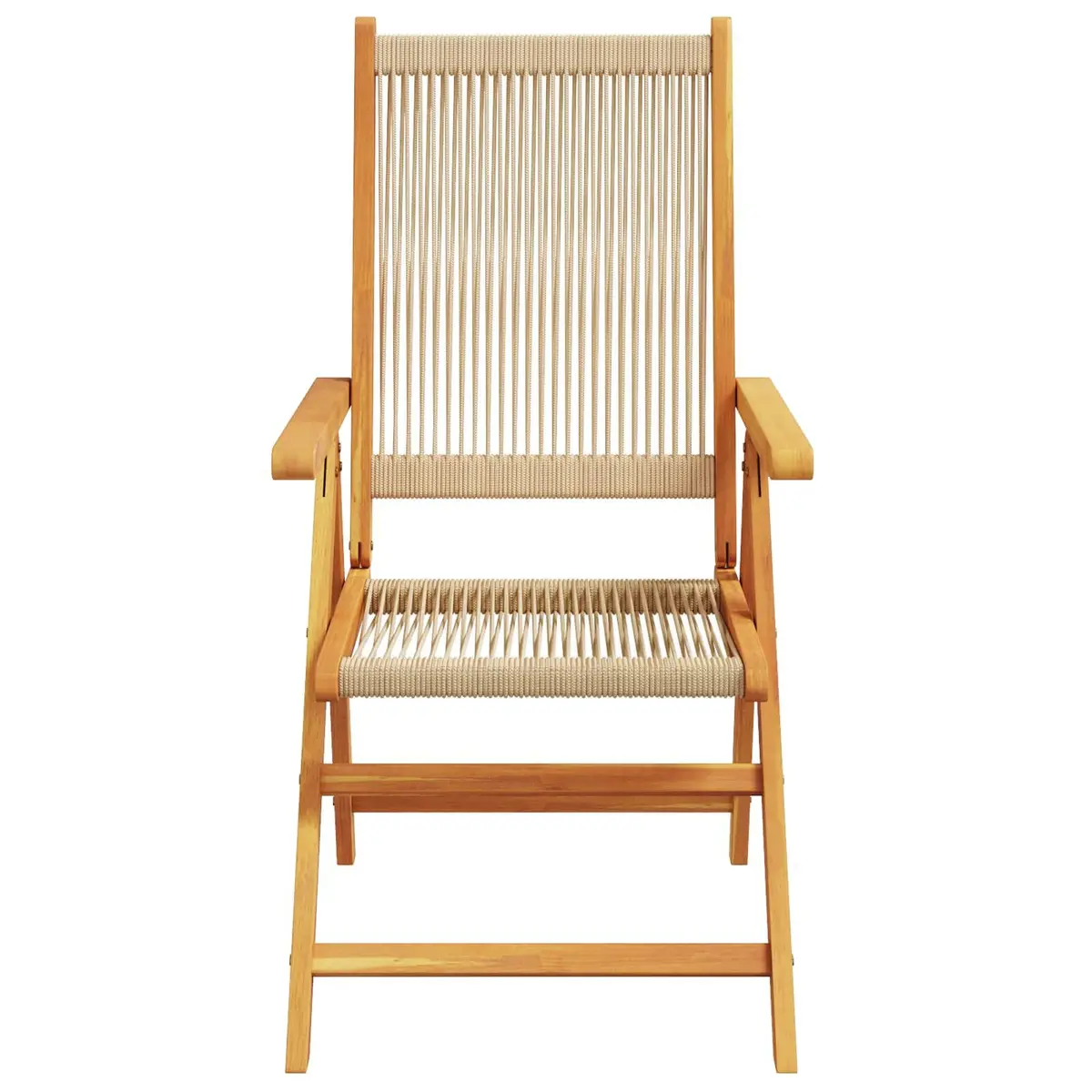 Folding Garden Dining Set Acacia Wood 5 Piece Outdoor Furniture Beige