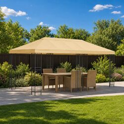 Sturdy 6x3m Outdoor Gazebo with Cream Roof & Black Mesh