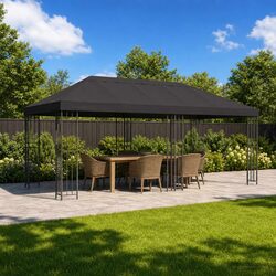 Sturdy Garden Gazebo 6x3m with Mesh Sidewalls