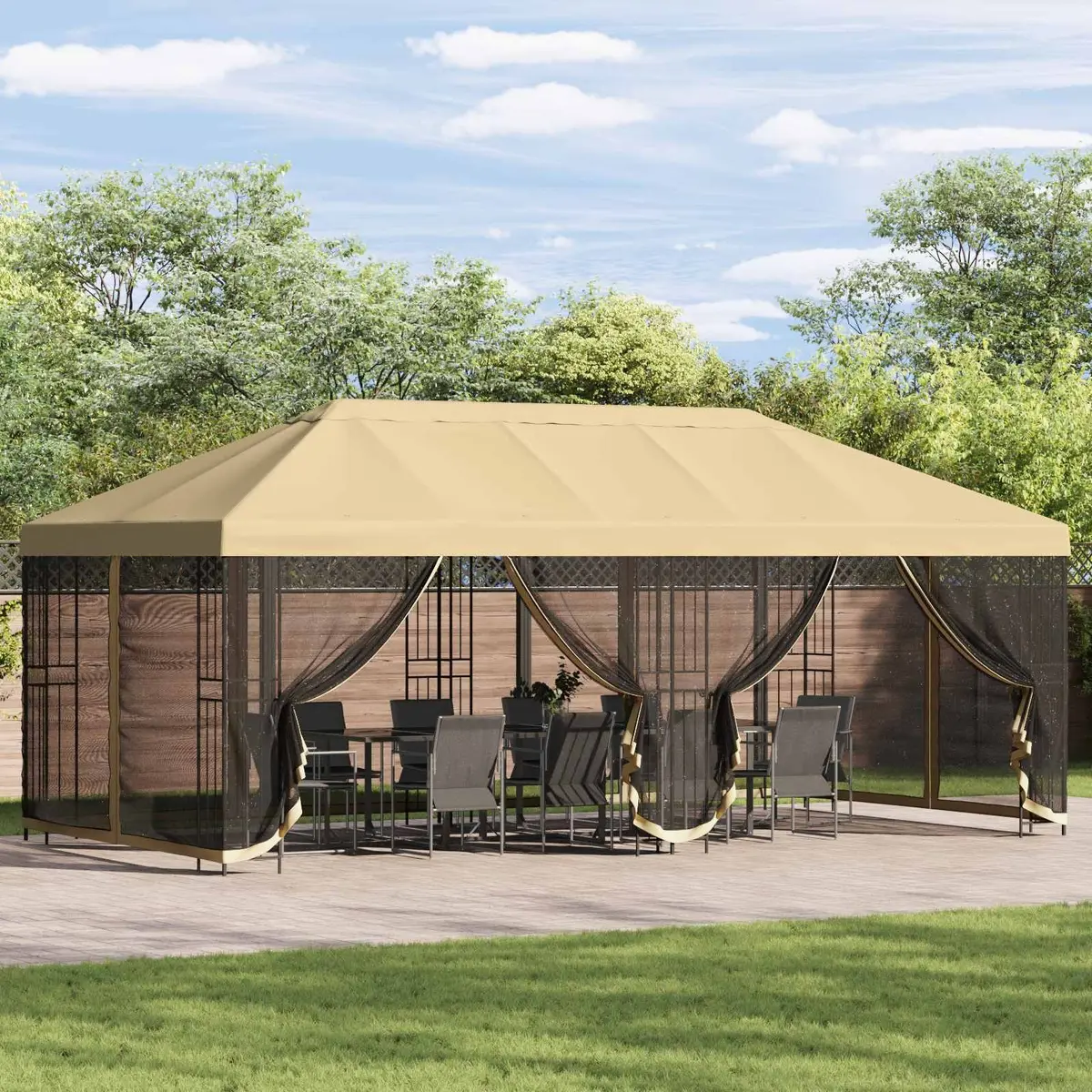 Garden Gazebo with Mesh Sidewalls 6 x 3 m
