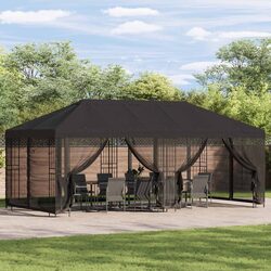 Sturdy 6x3m Anthracite Garden Gazebo with Mesh Walls