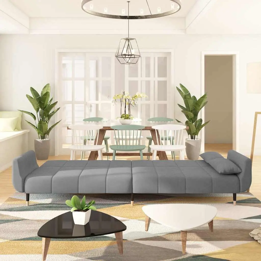 Sofa Bed Velvet Grey 2-Seater Convertible Adjustable Backrest