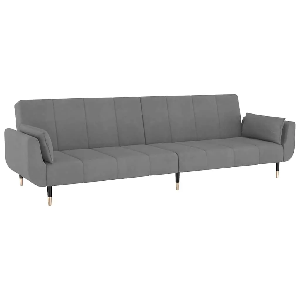 Sofa Bed Velvet Grey 2-Seater Convertible Adjustable Backrest