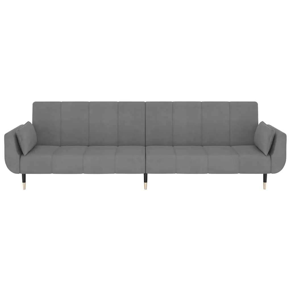 Sofa Bed Velvet Grey 2-Seater Convertible Adjustable Backrest