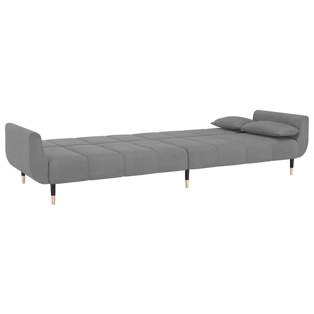 Sofa Bed Velvet Grey 2-Seater Convertible Adjustable Backrest
