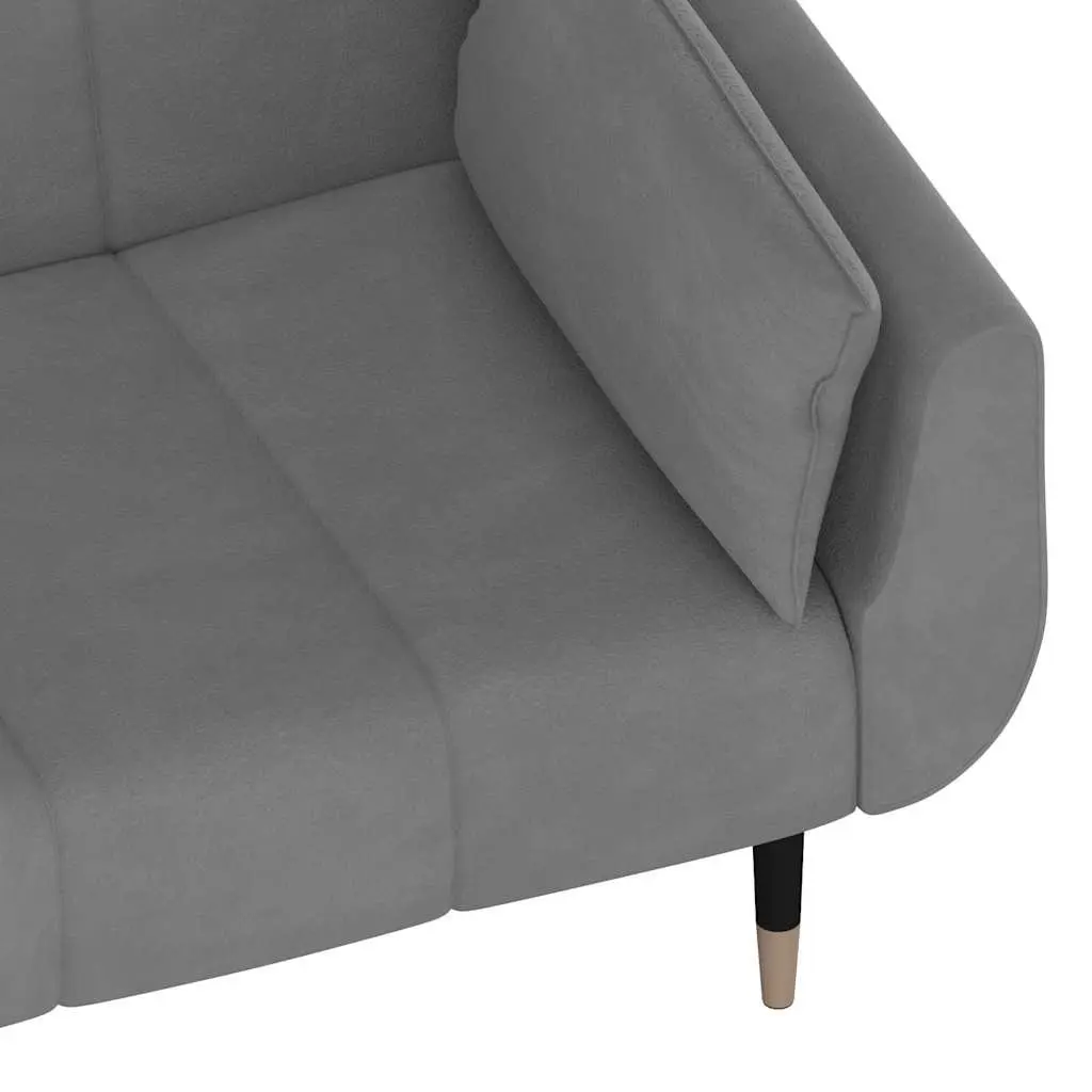 Sofa Bed Velvet Grey 2-Seater Convertible Adjustable Backrest
