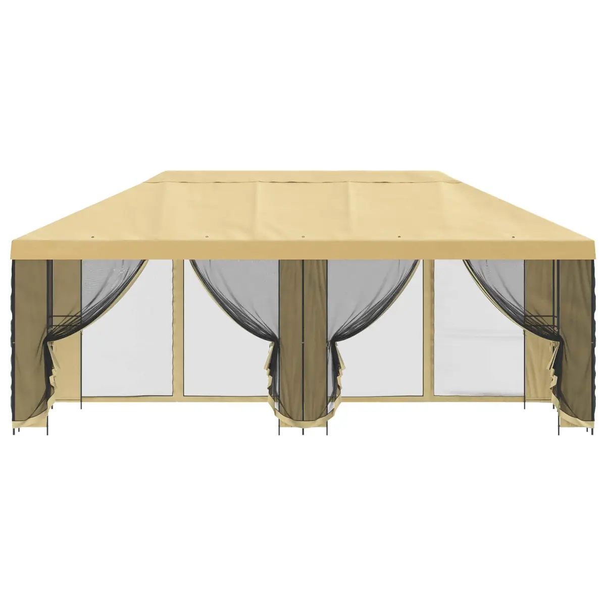Garden Gazebo Polyester 6x3m Cream with Black Mesh Sidewalls