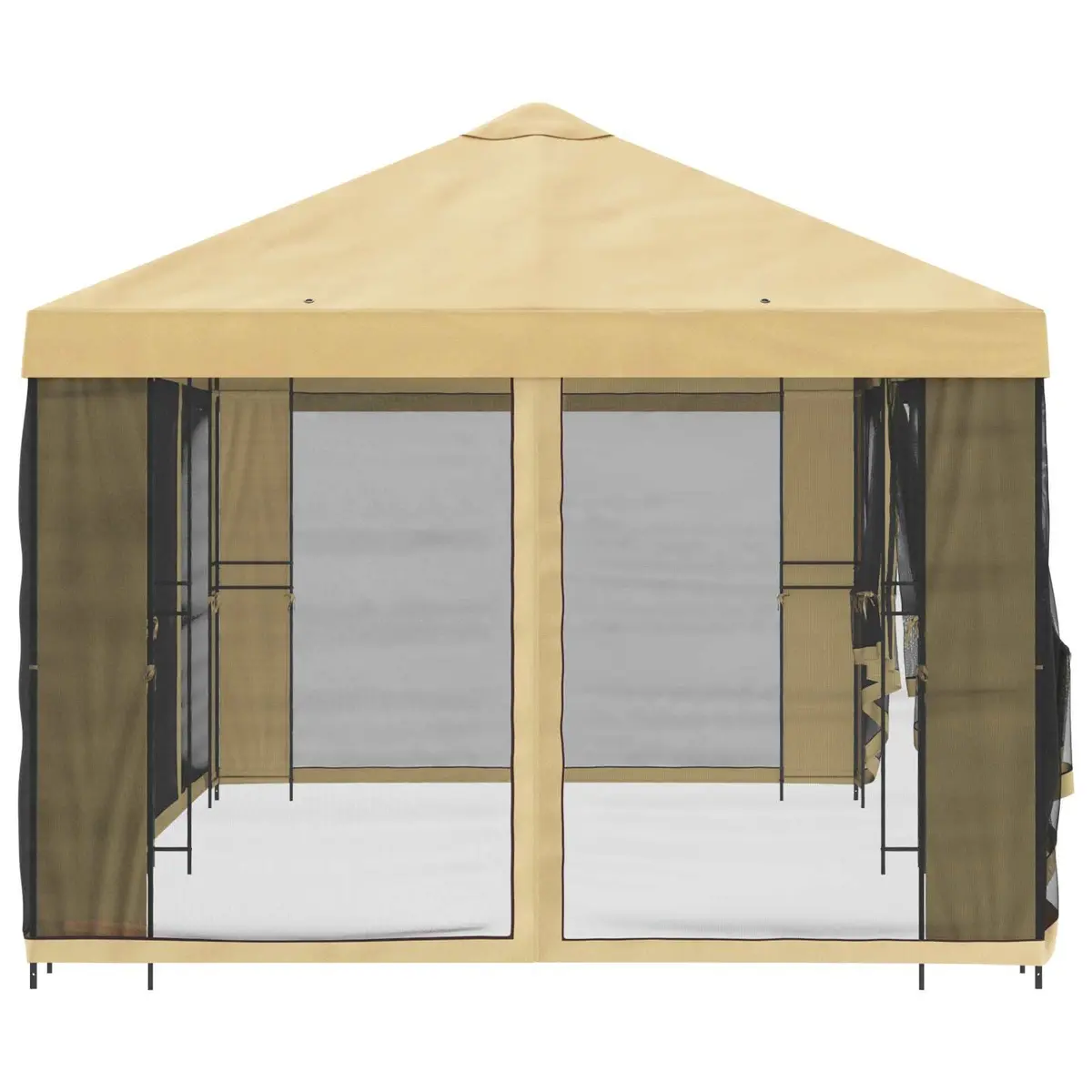 Garden Gazebo Polyester 6x3m Cream with Black Mesh Sidewalls