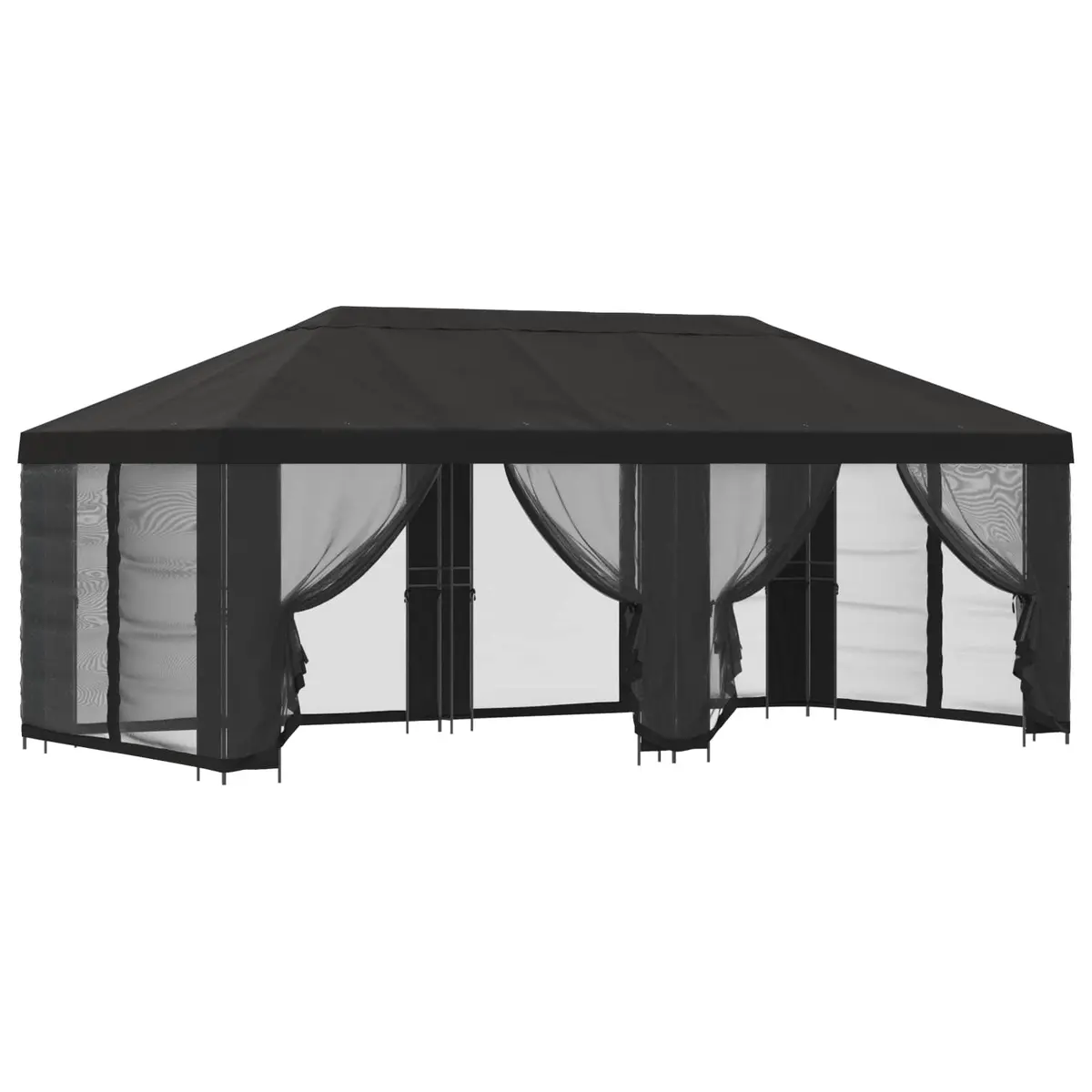 Garden Gazebo Polyester 6x3m Anthracite with Black Mesh Sidewalls