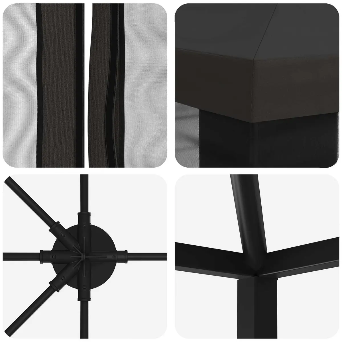 Garden Gazebo Polyester 6x3m Anthracite with Black Mesh Sidewalls