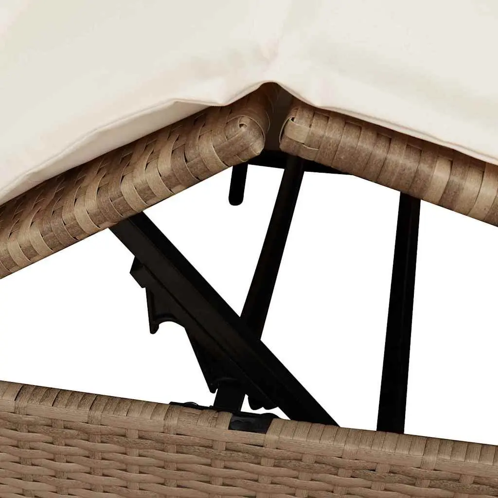 Double Sun Lounger Poly Rattan Steel 205x129x200 cm Beige