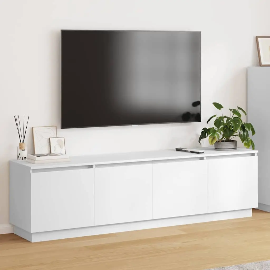 White TV Cabinet with LED Lighting 180x38x49cm