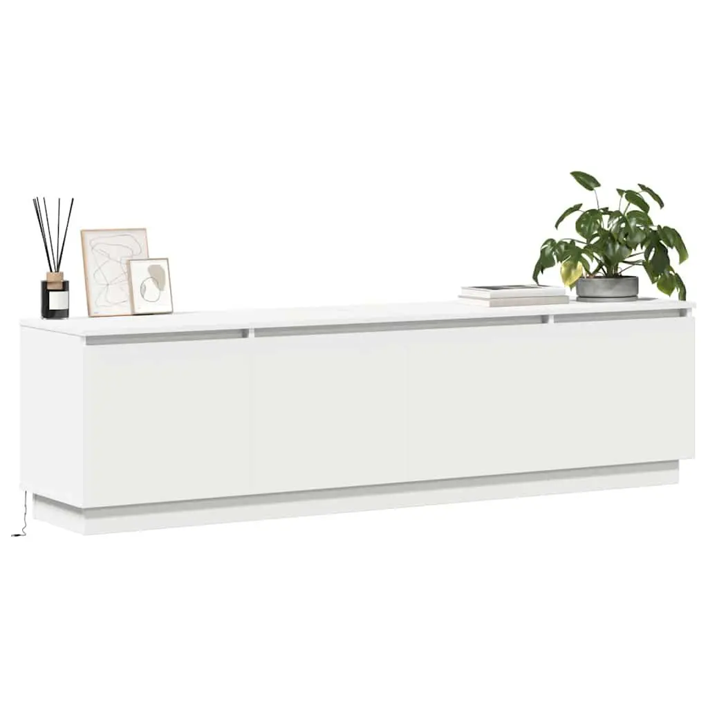 White TV Cabinet with LED Lighting 180x38x49cm